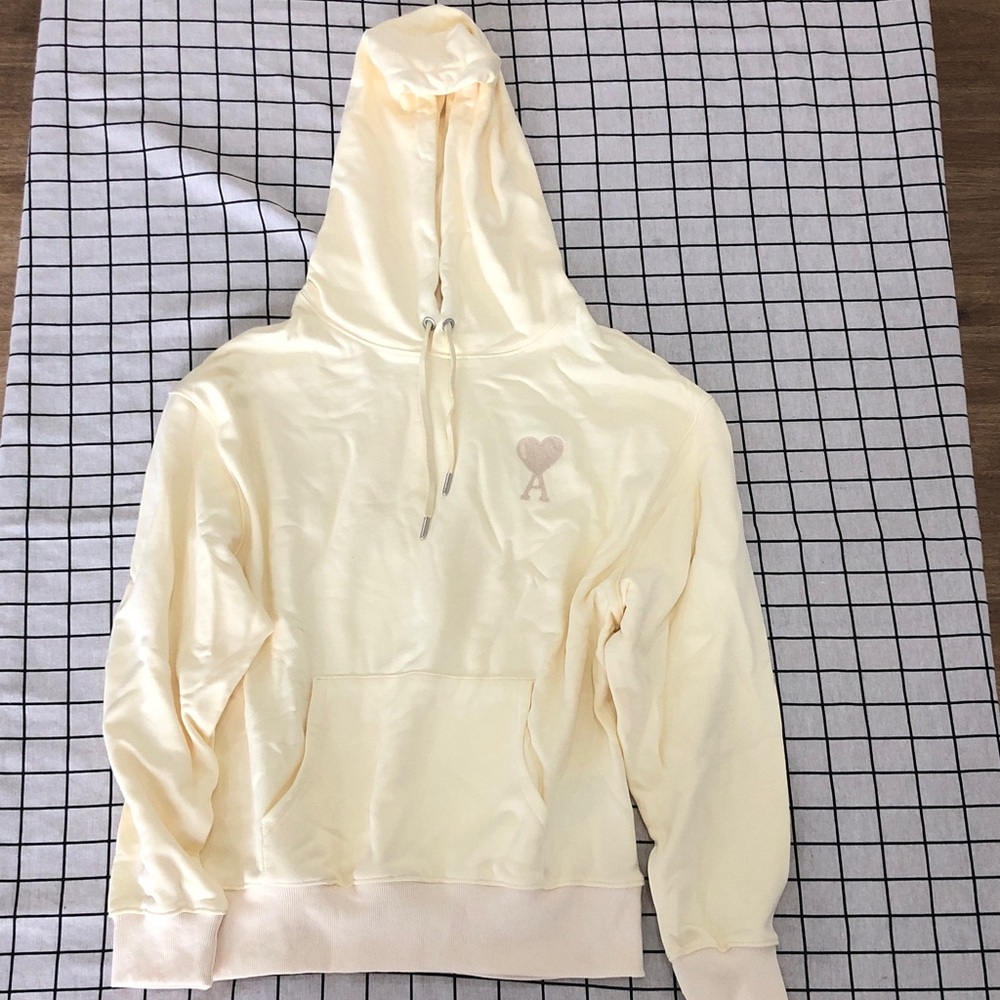 Ami Cream Hoodie with Heart Logo